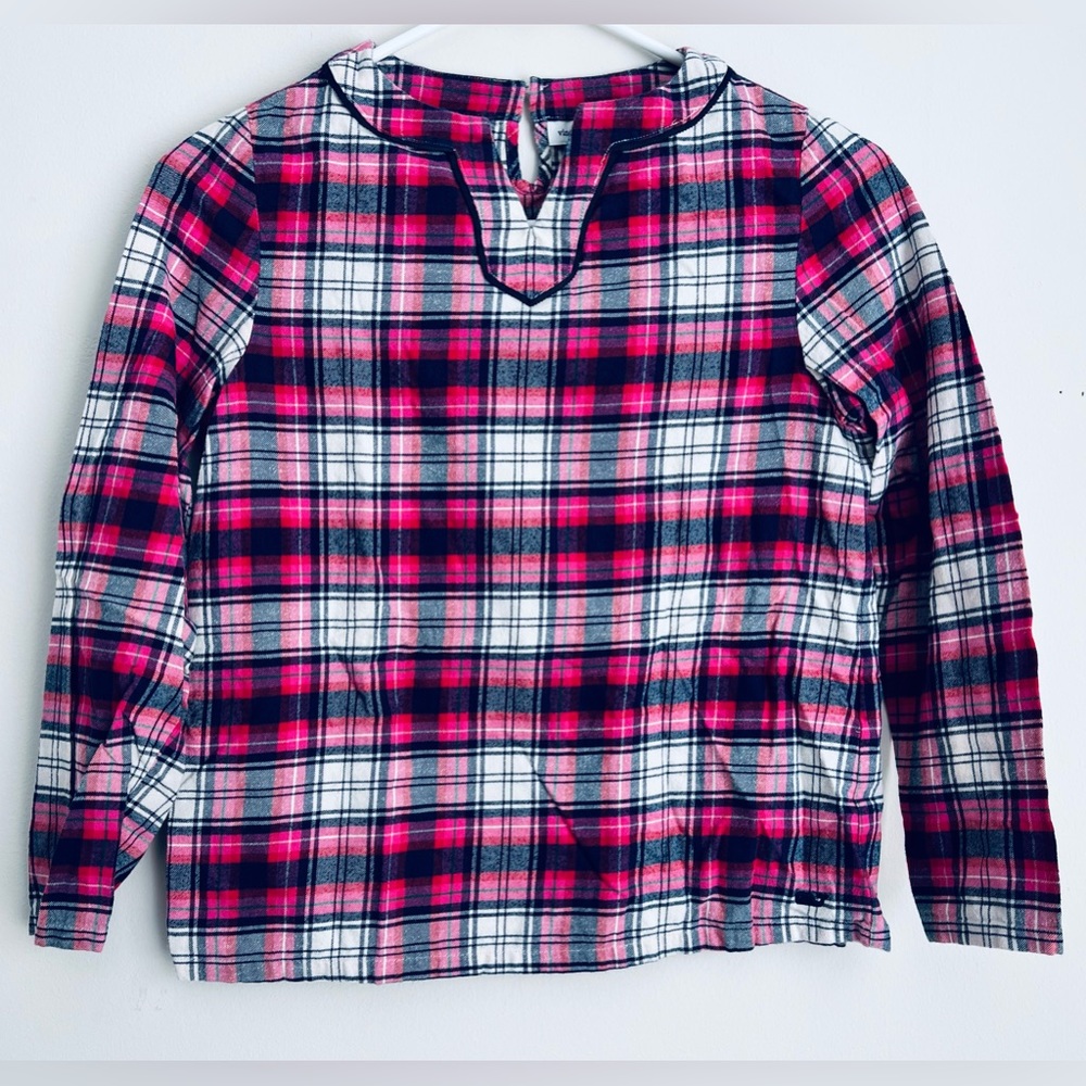Vineyard Vines long sleeve pink plaid shirt top girls whale MEDIUM 10-12